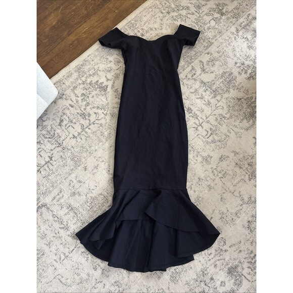 Lulus How Much I Care Midnight Blue Off-the-Shoulder Midi Dress Size XS Wedding - Picture 2 of 7